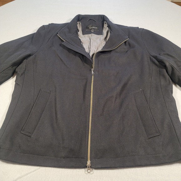 Banana Republic Jacket Emmetex Italian Wool Blend Full Zip Black Moto Men's XL - Picture 1 of 11